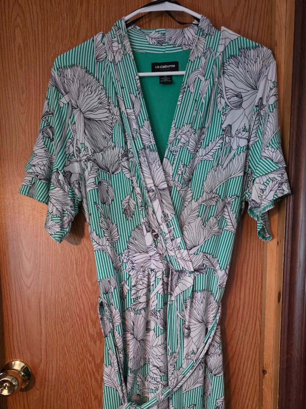 Liz Claiborne green & white dress sz XL